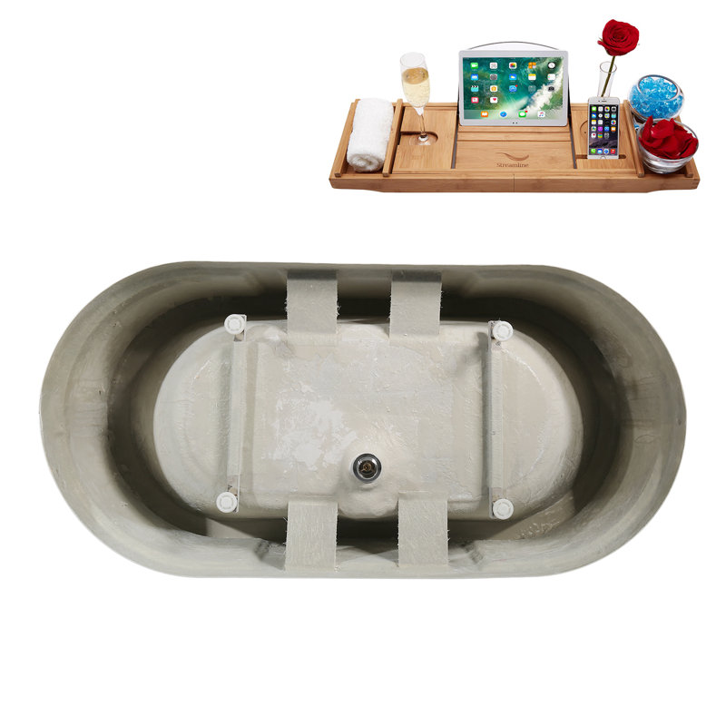 Baignoire autoportante 59 "avec drain interne Streamline, Noir mat