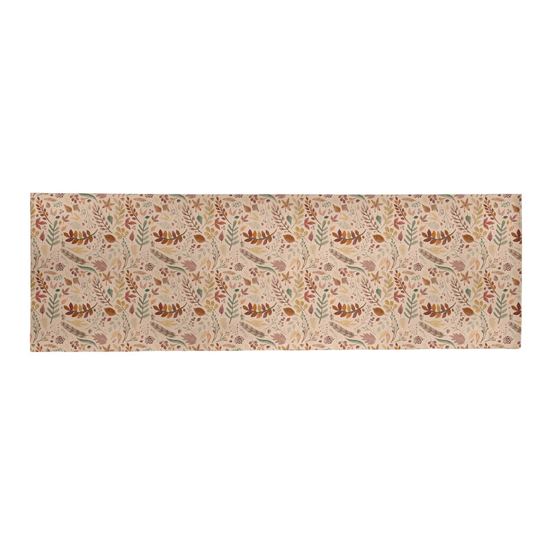 Tapis beige/orange/vert fait main floral, Tapis de couloir 2 pi x 8 pi