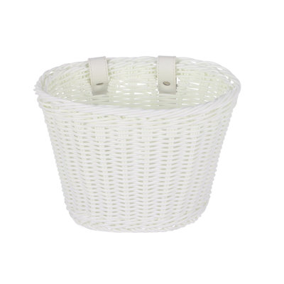 Panier de vélo blanc, panier de vélo, accessoires de vélo, panier de vélo en osier en forme de D, panier de vélo, 8 po x 6 po