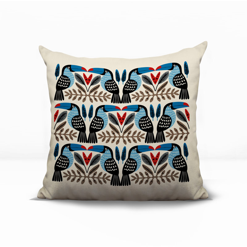 Oreiller carré réversible intérieur / extérieur Tukko Tucan, Turquoise, Carré 17 po