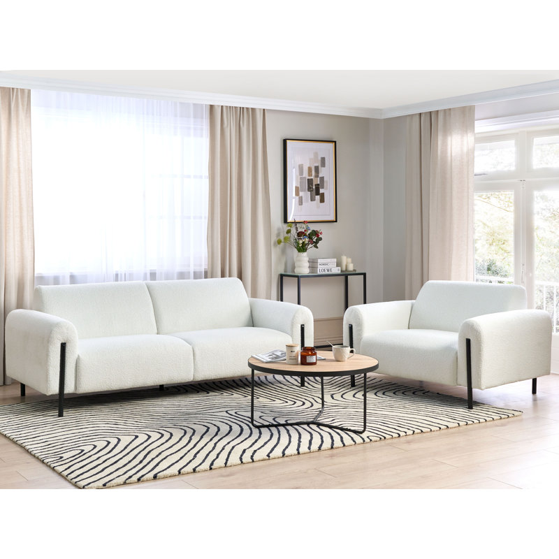 Saiyan 2 - Piece Living Room Set, White Boucle