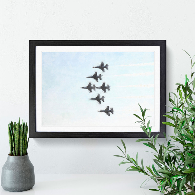 U.S. Air Force Thunderbird Jets - Picture Frame Painting Print, 33cm H x 45cm W x 2cm D, Black Framed