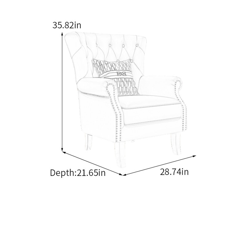 Fauteuil d'appoint Luxe avec rivets, Rose