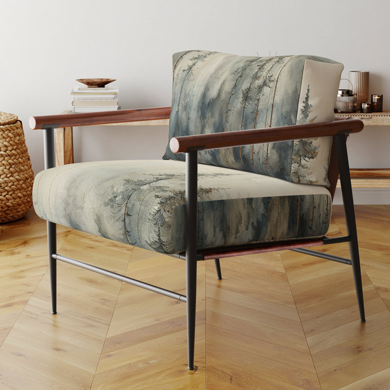 Chaise d'appoint Minimalisme Winter Pine Forest - Velours Upholstered, Noir