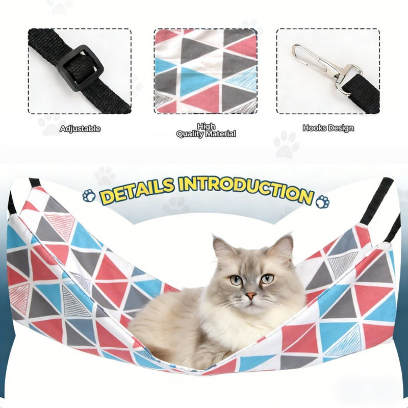 Hamac réglable réglable pour chats, Très petit format: L 14,17 po x l 13,39 po