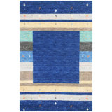 Hand Knotted Wool Area Rug in Blue/Brown/Gray/Ivory