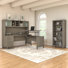 Magomed 72W 3 Position Sit to Stand L Shaped Desk with Hutch and Bookcase