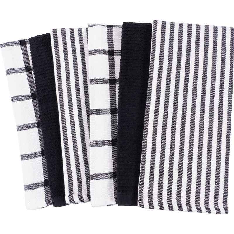 Stripe Dish Cloth Kitchen Towel, Black