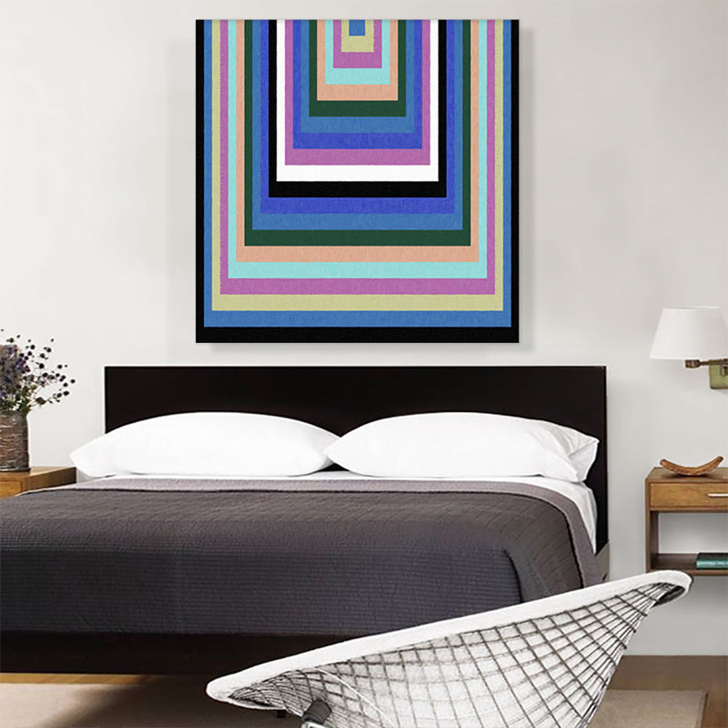 Mid-Century Modern Stretched Squares - Reproduction d'art graphique sur toile tendue, H 36 po x l 36 po x 1,5 po