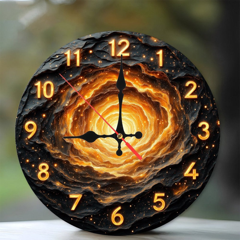 horloge spirale cosmique, conception galaxie ardente