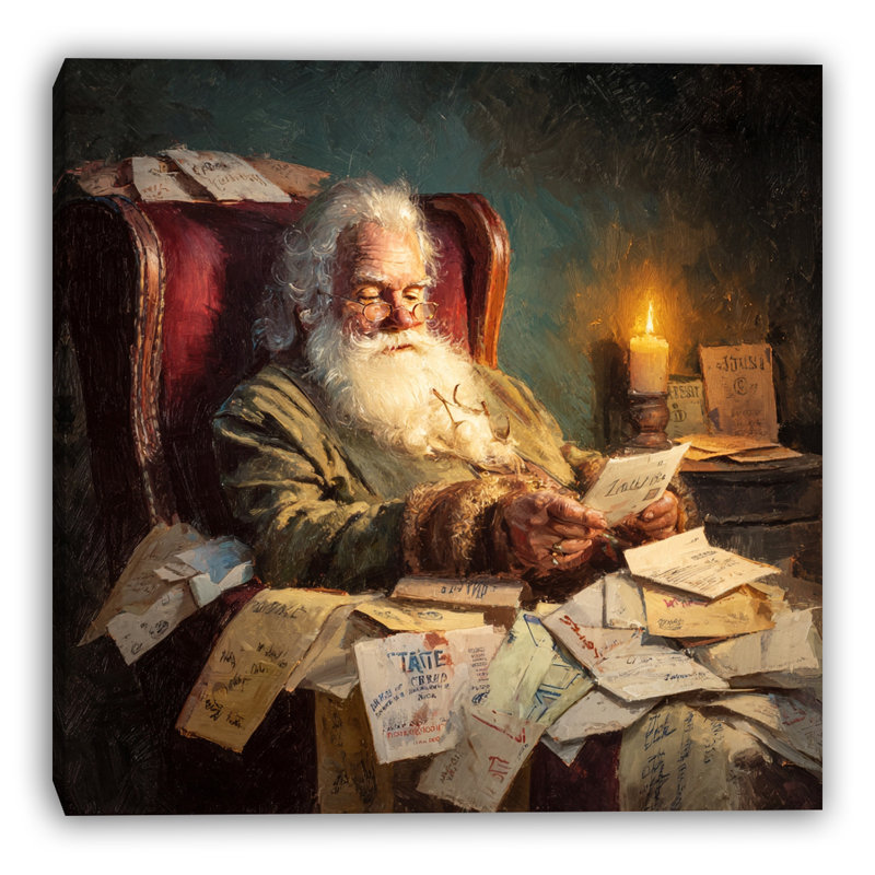 «Warm Wishes from Santa», art mural sur toile, H 20 po x l 20 po