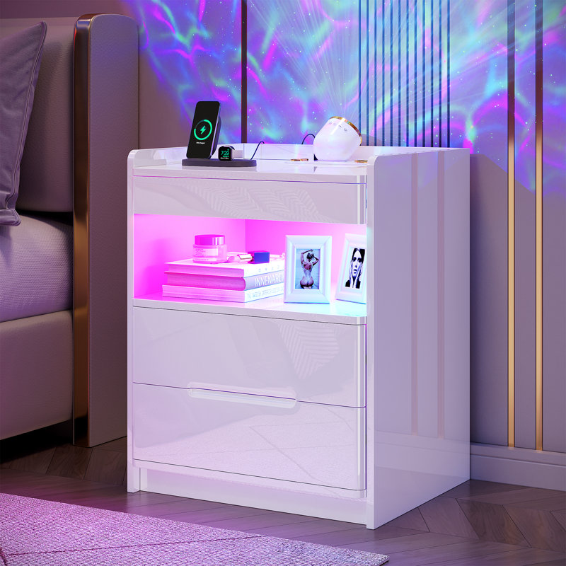 51 cm W Bedside Table, White