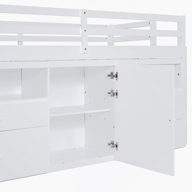 Lit mezzanine avec 4 tiroirs Kellsey, Blanc