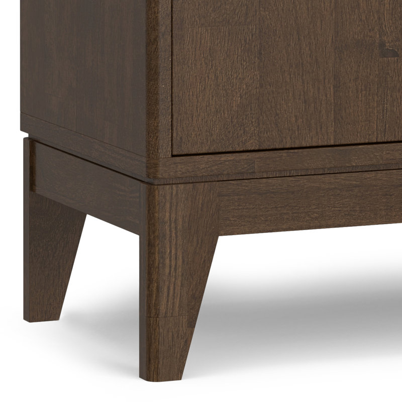 Walnut Brown Solid Wood Freestanding Office Cabinet with Adjustable Shelving