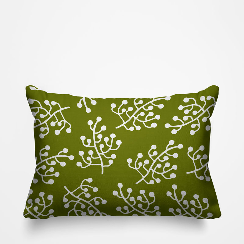 Coussin intérieur / extérieur Charis Wild Flower, Chartreuse, 14 po x 20 po, Rectangulaire