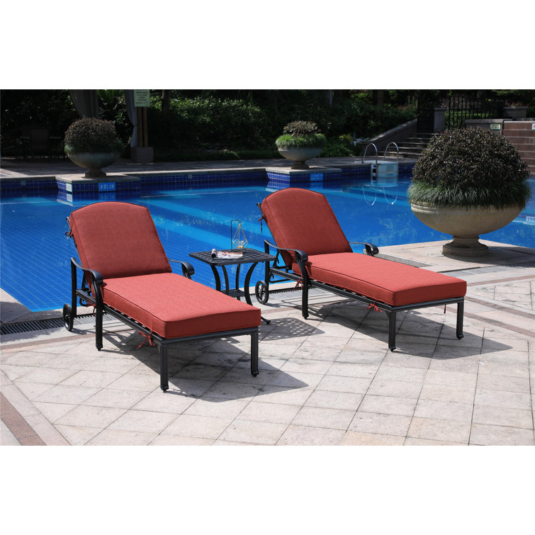 Amaijah Outdoor Metal Chaise Lounge Set with Table