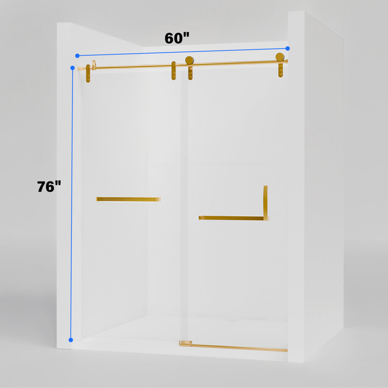 Golden Frameless Sliding Glass Shower Door with Stainless Steel Hardware