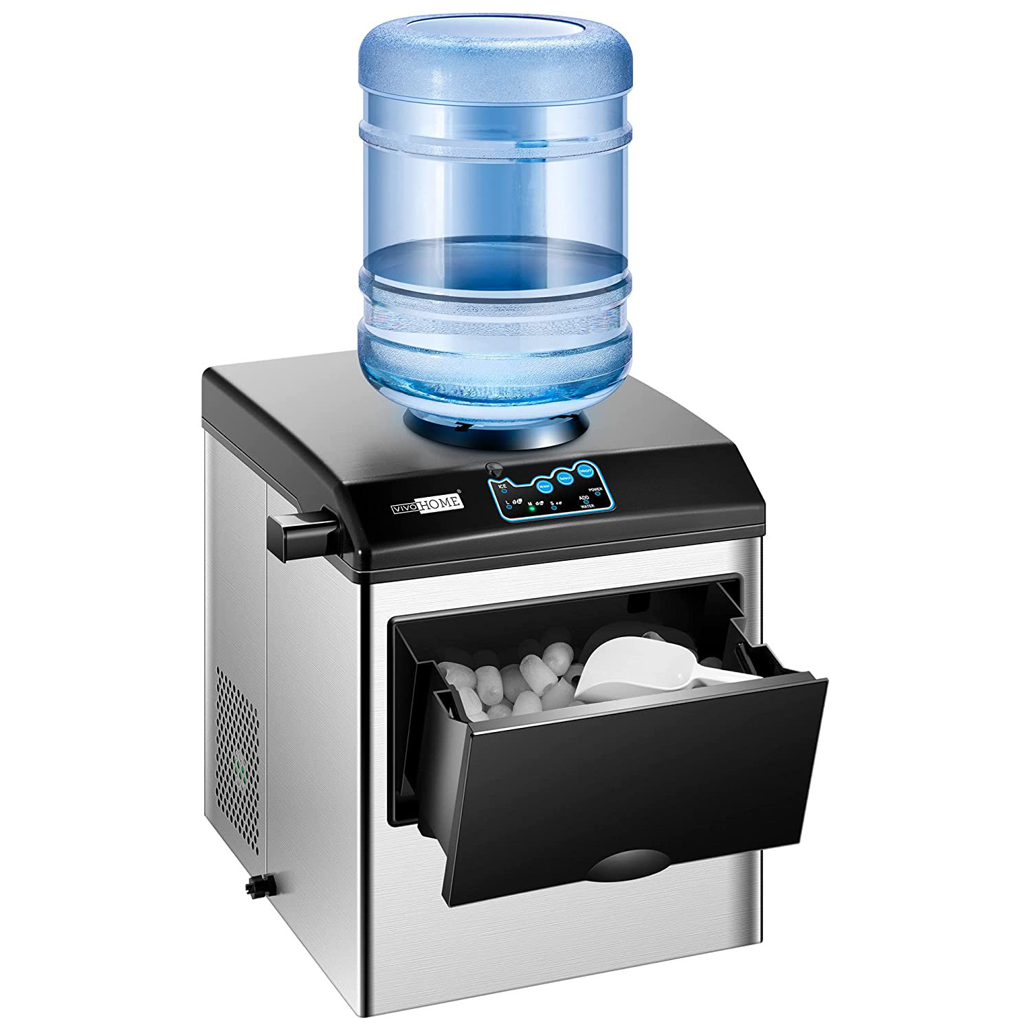 Vivo Home  Electric 2 In 1 Countertop Ice Cube Maker With Water Dispenser Combo Machine 48Lbs/Day — FIN-0016939 | Fridge.com
