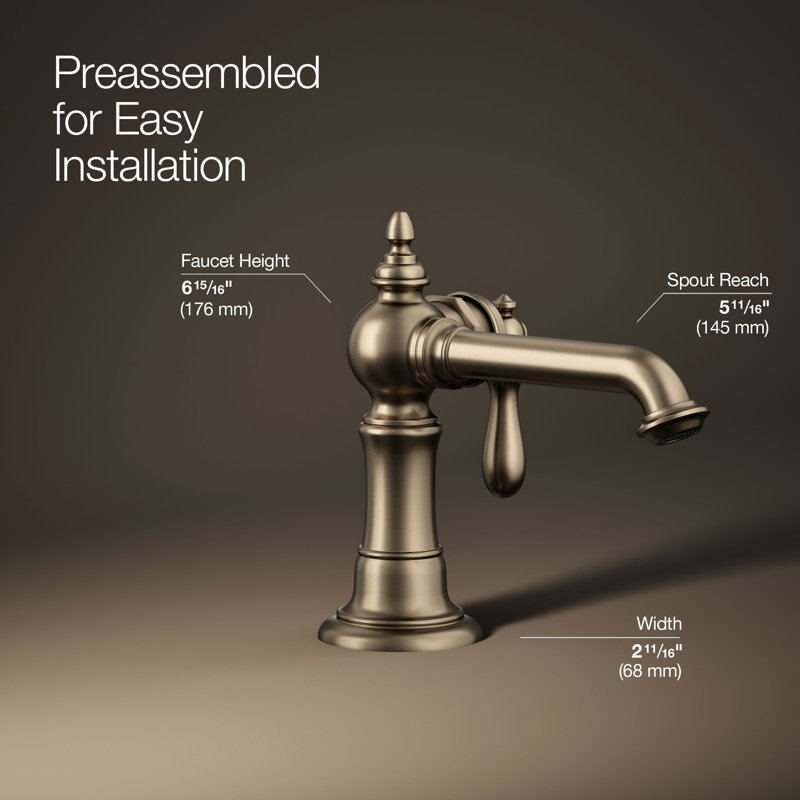 Artifacts® Single Hole Bathroom Faucet with Drain Assembly, Vibrant Brushed Bronze