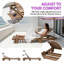 Chaise longue d'extérieur réglable en bois d'acacia avec plateau latéral et coussin de 4,7 po-359636055