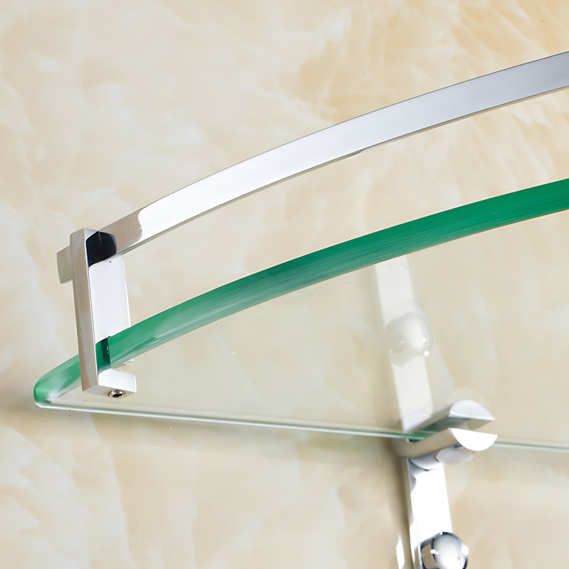 Tempered Glass Corner Rack for Bathroom Shower, Wall Mounted Storage Rack