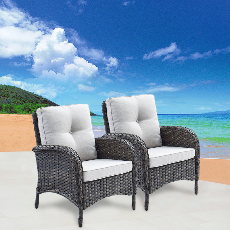 Chaise de patio avec coussins Gaetanino, Brun / beige