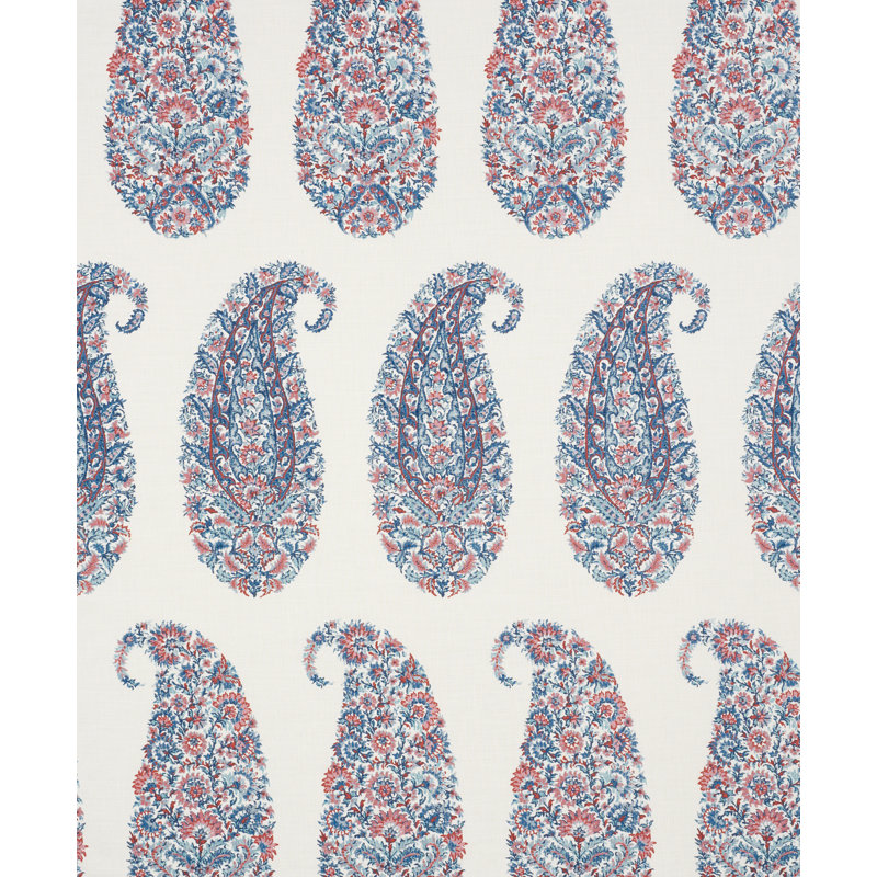 Shirala Paisley Fabric, Delft/Rose