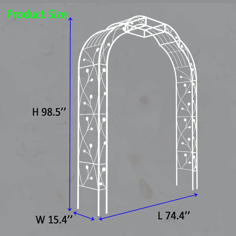 Arche de jardin en métal l 74,4 po x H 98,4 po , Blanc, crème