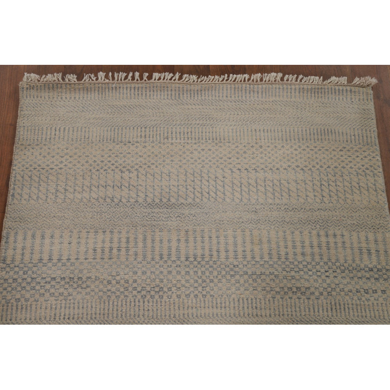 Handmade Wool Abstract Runner Rug 3x8