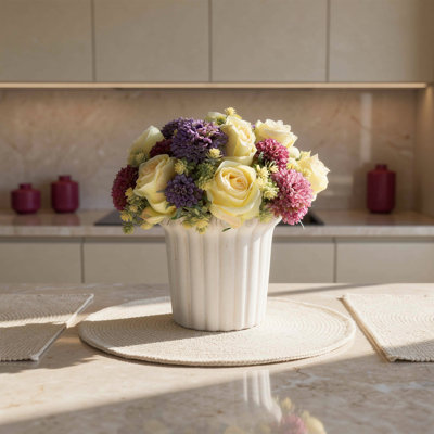 Spring Centerpiece with Roses and Dahlias