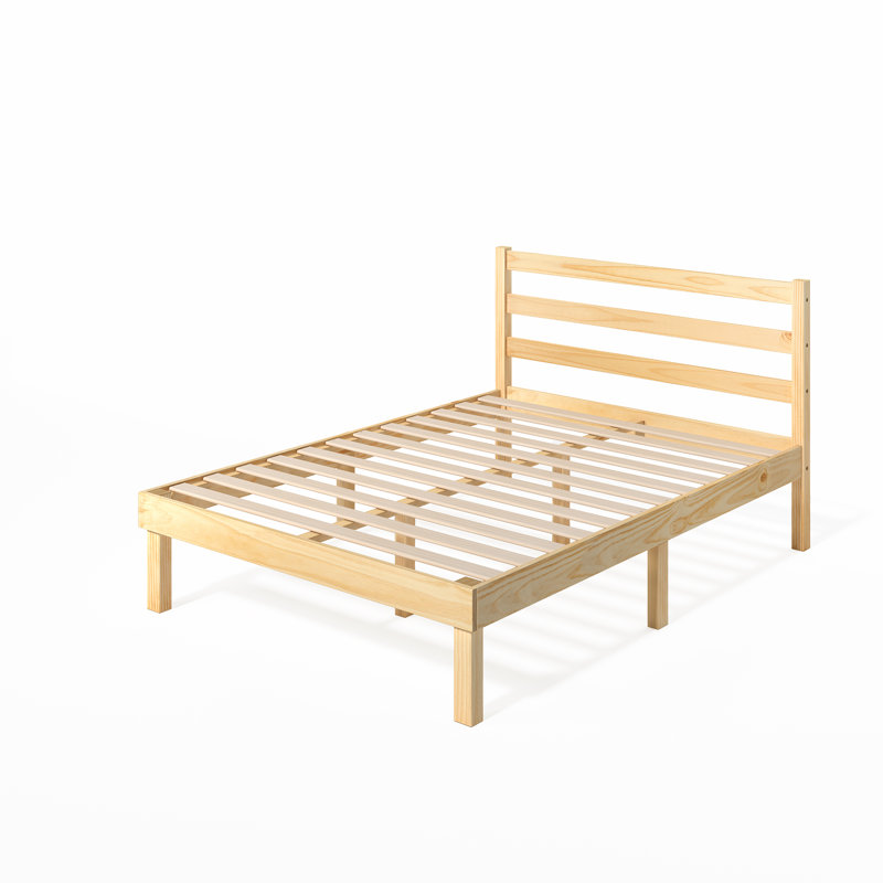 Structure de lit plateforme en bois massif 35 po avec tête de lit Zinus Robin, Complète