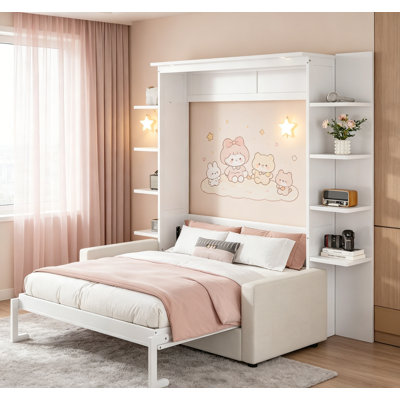 Queen Size Murphy Bed With Sofa, Space-Saving Design For Multi-Use Rooms And Small Apartments