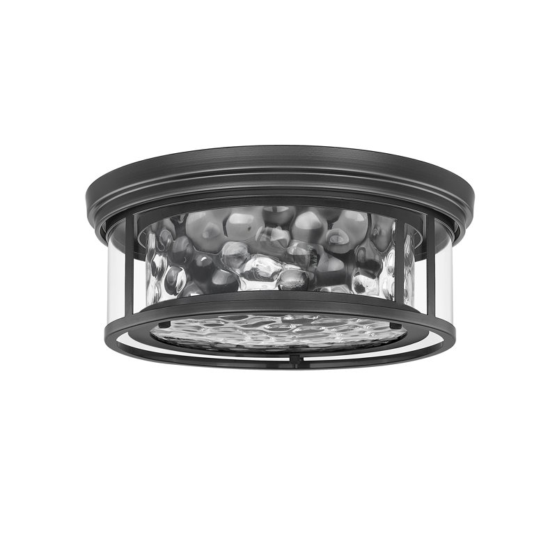 Masuda Glass Flush Mount, Matte Black