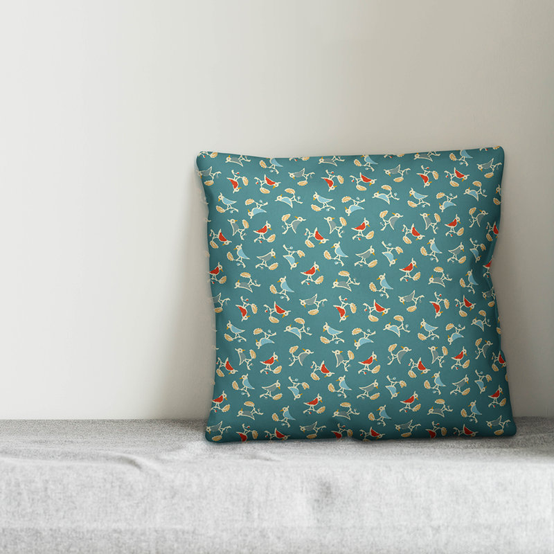 Coussin Songbird, 16 po x 16 po, Bleu, Intérieur