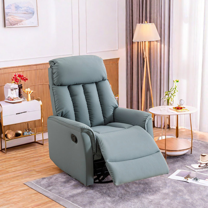 Fauteuil inclinable pivotant en similicuir Kuchler, Bleu clair