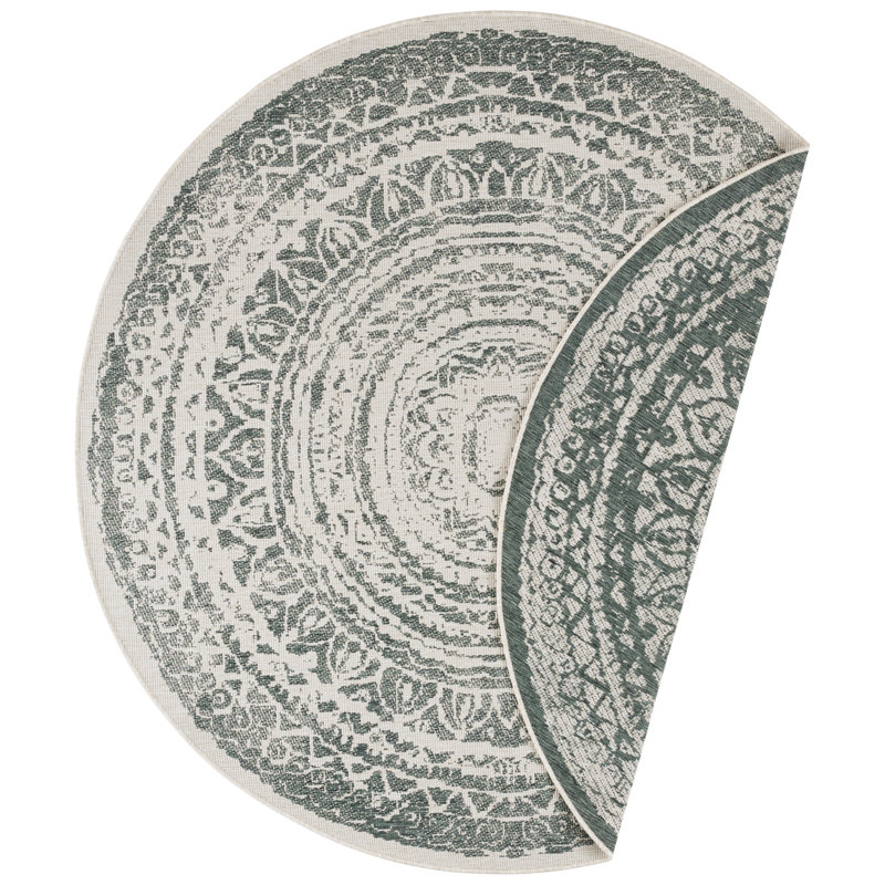 Rosica Flatweave Green Rug, Round 140 cm