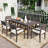 7 Pieces Acacia Wood Outdoor Dining Set With Cushions-2104630570