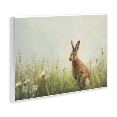 Brown Rabbit with Daisies Wall Plaque, design by LSR Design Studio