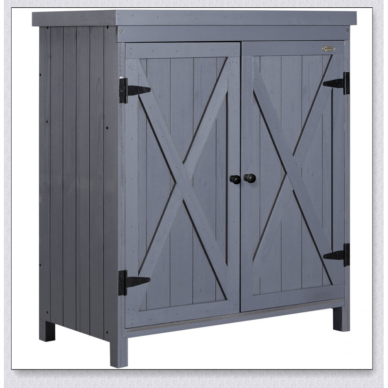Outdoor Garden Storage Cabinet with Galvanized Top