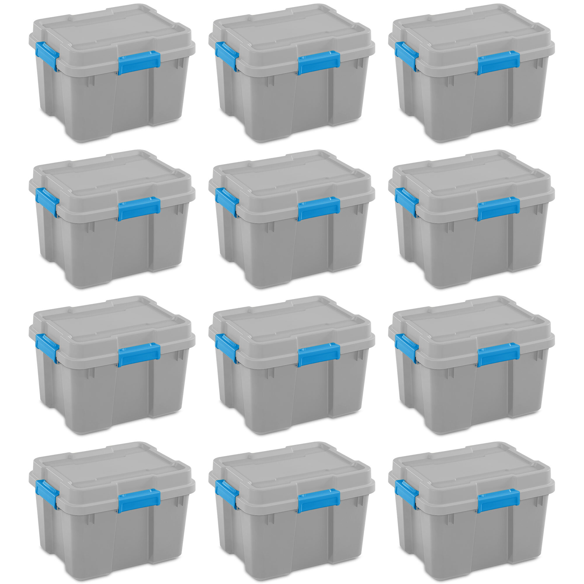 Sterilite 20 Gallon Plastic Home Storage Container Tote Box, Gray/Blue &  Reviews