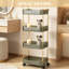Chariot utilitaire à roulettes en acrylique à 4 niveaux avec roulettes, chariot de rangement de cuisine pour salle de bain, salon, organisation de bureau, 14 x 10 x 37 pouces, vert