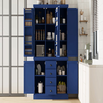 Armoire de cuisine 73 po avec rangement et garde-manger autoportants en bois