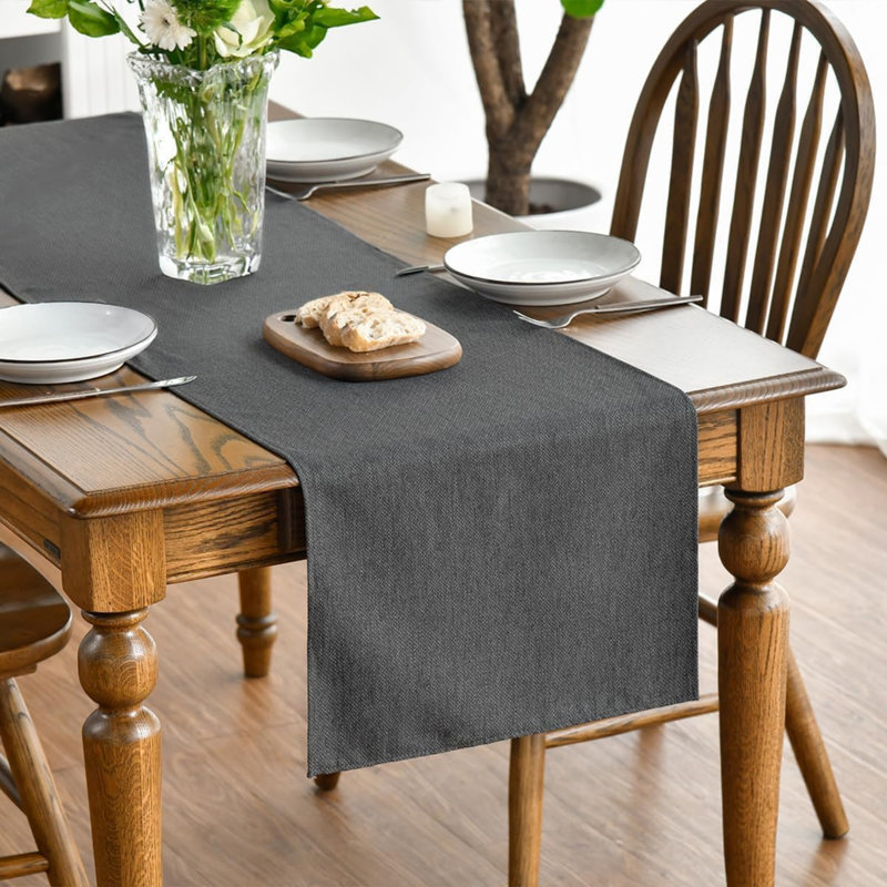 Dark Grey Table Runner 40x180 cm | Seasonal Fall Winter Machine Washable Kitchen Dining Table Decoration for Home Party Decor
