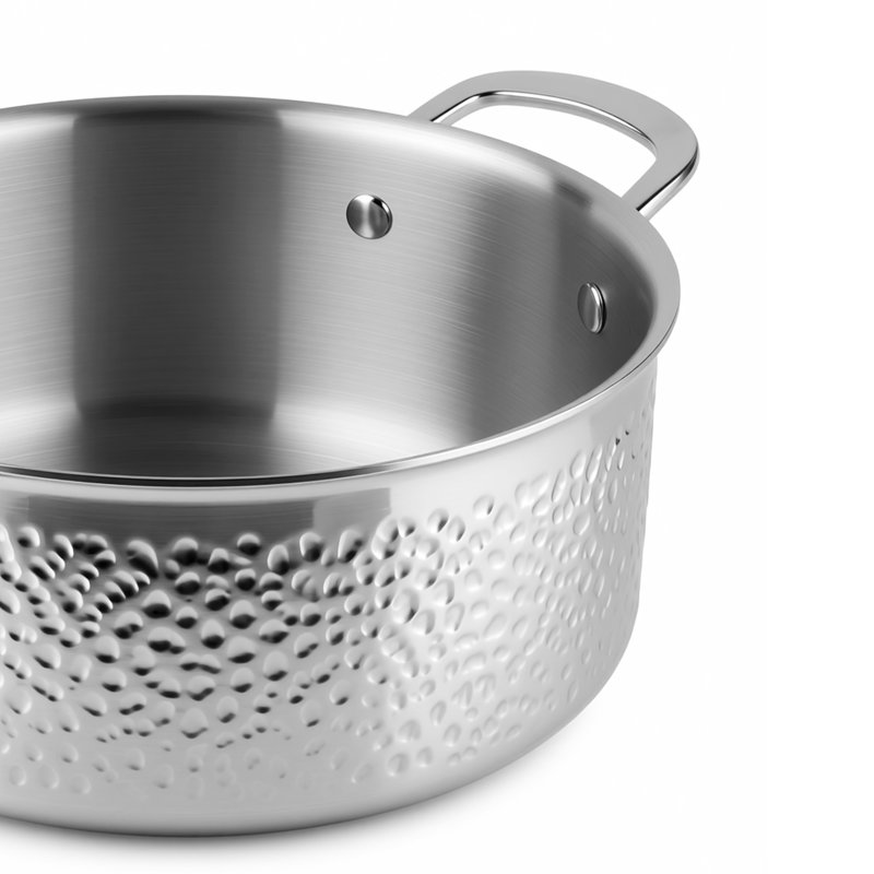 Ensemble de 8 pièces de batterie de cuisine Caannasweis en acier inoxydable martelé triple couche
