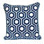 Coussin à fermeture à glissière géométrique 100% coton 18 po x 18 po bleu