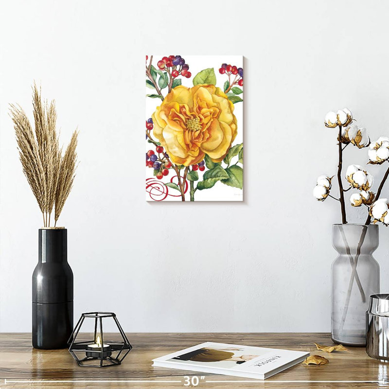 Harnek fleurs et baies rose, H 12 po x l 8 po