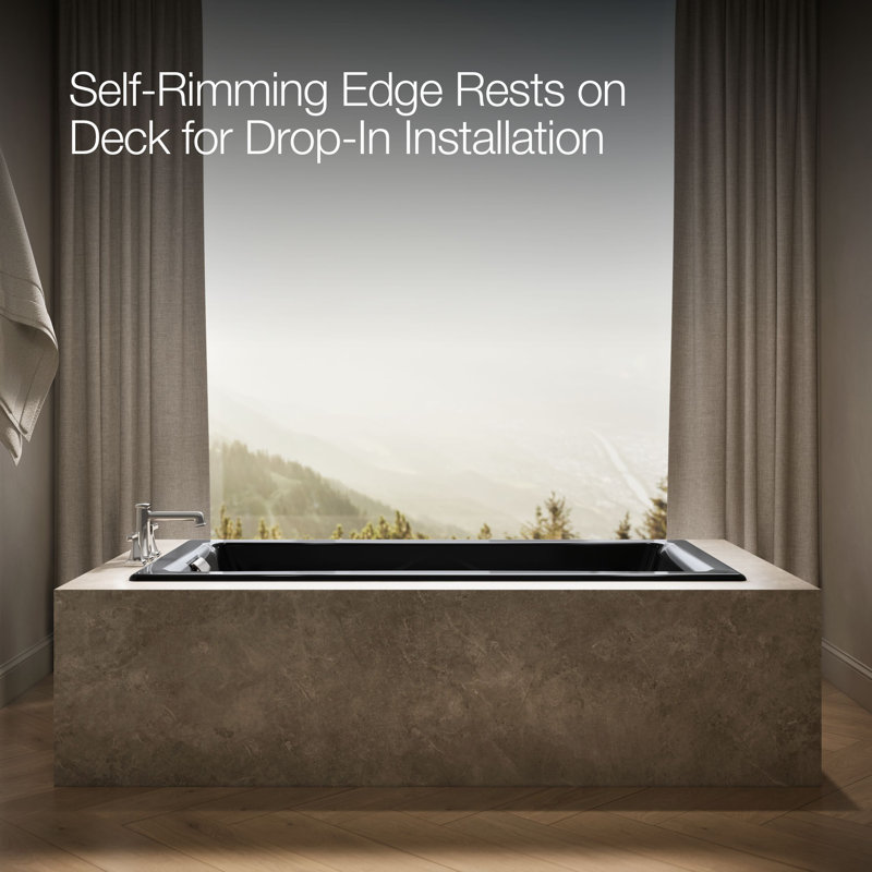 Tea-for-Two 72-In x 36-In Drop-in/Undermount Whirlpool Bath with Reversible Drain, Black