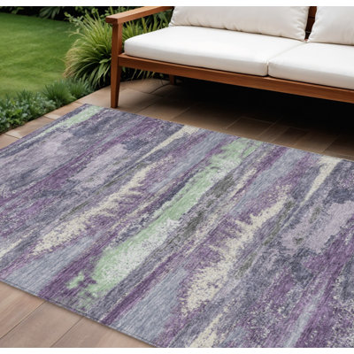 Tapis d'extérieur lavable abstrait mauve et lavande 10 pi x 14 pi