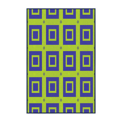 Tapis vert/bleu à motifs