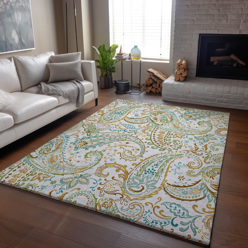 Tapis ivoire Cerrito AMF533 lavable à la machine de qualité supérieure, Rectangle 9 pi x 12 pi